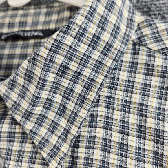 Quiksilver Long Sleeve Button Up Shirt Men Green Plaid Size XL Polyester Cotton - Picture 12 of 16